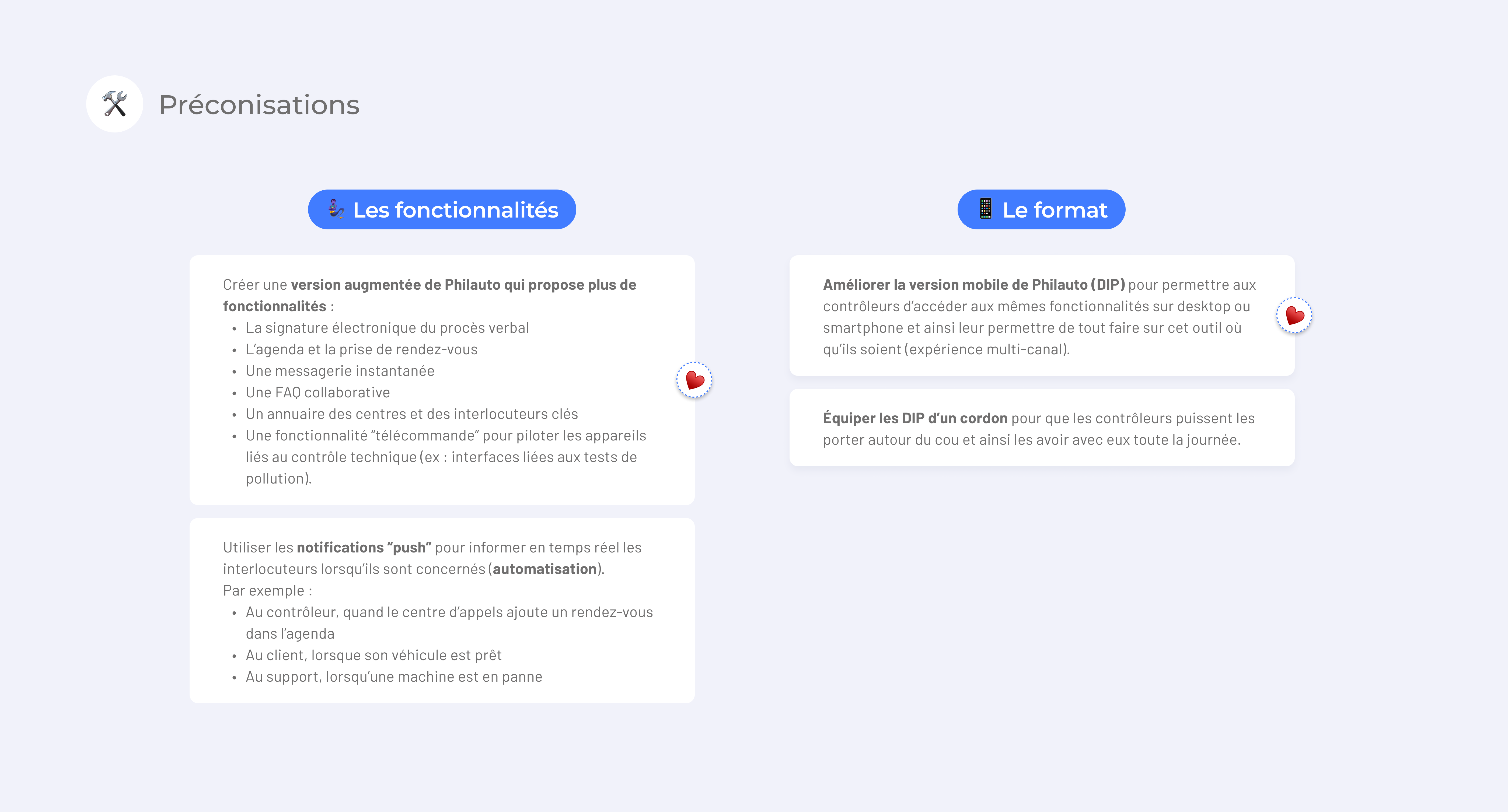 Préconisations pour améliorer les outils